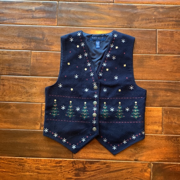 Karen Scott Vintage Christmas Vest size PS - Picture 4 of 8